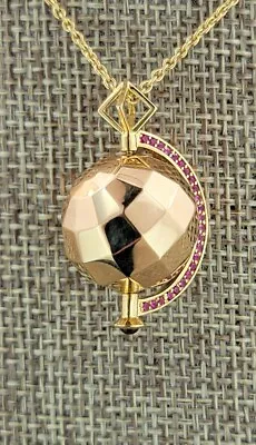 Monica Rich Kosann 18k Gold Ruby Spinning Globe Earth Planet Charm Necklace • $2999.99