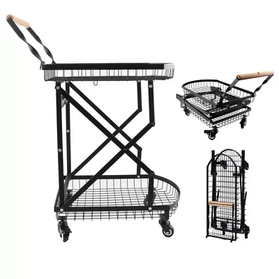 Portable Collapsible Grocery Cart Light Weight Folding Shopping Cart With Wheels • $84.58