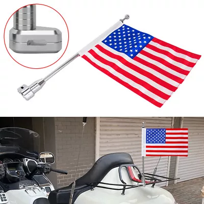 Motorcycle Bike American USA Flag Pole Luggage Rack Mount Fit For Honda GL1800 • $15.99