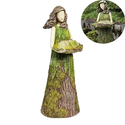 Sherwood Fern Fairy Statuary With Bird Feeder Garden Lawn Sculpture Art Ornament • £8.98