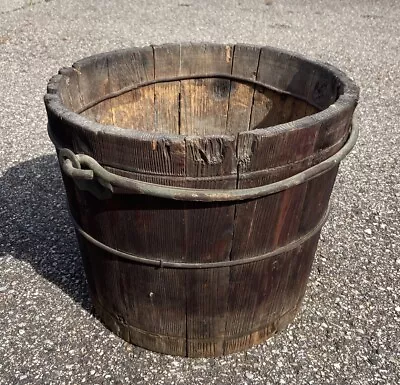Vintage Wooden Bucket • $45