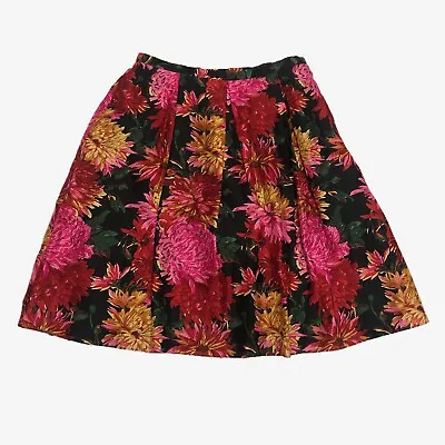 VTG Talbots 100% Silk Skirt Womens Sz 10 Multicolor Floral Zip Side No Slit • $25