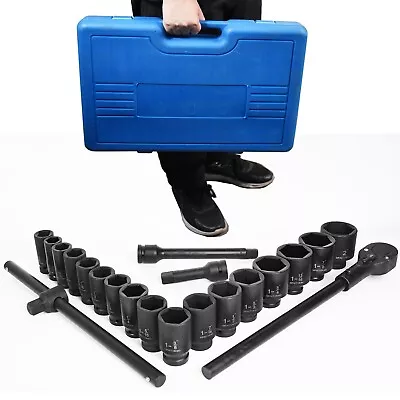 22Pcs Impact Socket Set 3/4  Drive Deep SAE Cr-Mo Extension Bar Sliding T-Bar • $134.99