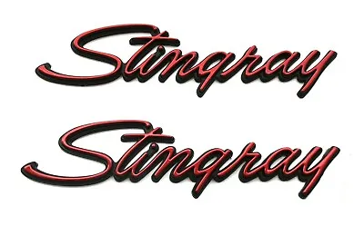 2PCS Red Black Front Fender Stingray Emblems Badges For 1969-1976 Corvette C3 • $45.85