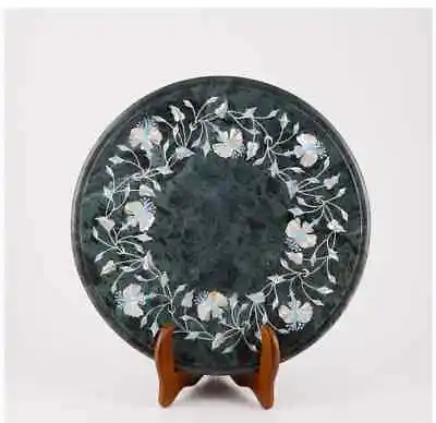 12'' Antique Green Marble Table Top Inlay Pietra Dura Coffee Center Mosaic H2 • $247