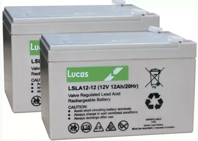 £52.50 • Buy 2 X LUCAS 12V 12Ah For DRIVE STYLE MOBILITY SCOOTER BATTERIES - VAT FREE LISTING