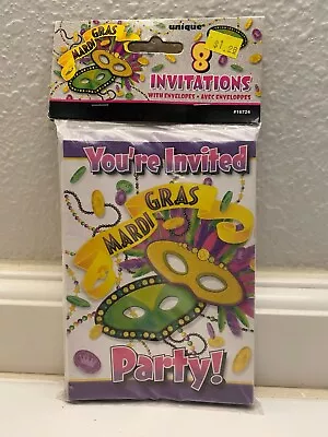 Mardi Gras/Carnival/Masquerade Party INVITATIONS W/Envelopes (8) • £1.23