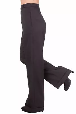 £36.99 • Buy Black Wide Leg High Waist 1940's Style Vintage Retro Trousers BANNED Apparel