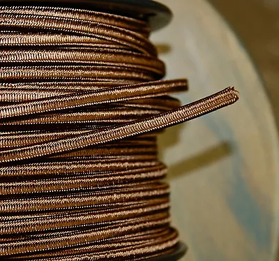 Brown 2-Wire Cloth Covered Cord 18ga Vintage Style Lamp Lights Antique Fan Rayon • $1.29