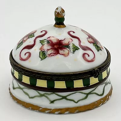 Tracy Porter 1998 Porcelain Hand Painted Floral Hinged Trinket Box • $12