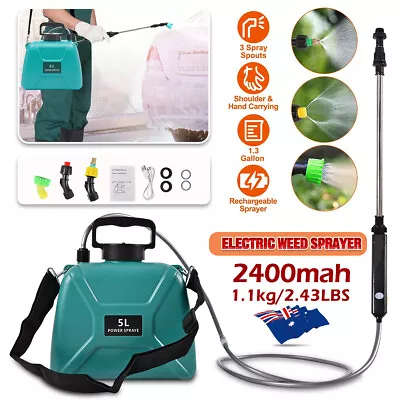 5L Electric Weed Sprayer Rechargeable Backpack Farm Garden Pump Spray 1.2m Hose • $56.04