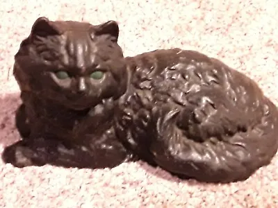 Vintage Black Cat Cast Iron Doorstop Statue With Green Eyes-  Heavy • $36.95