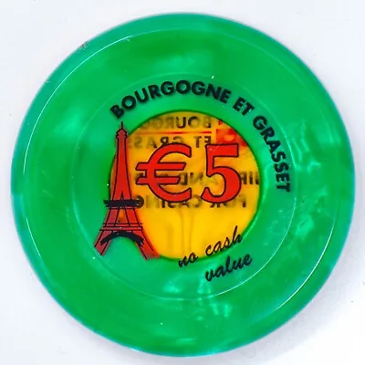 GPI B&G 38mm 5 Euro Lunette Sample Casino Jeton Bourgogne Grasset BG Plaque • $15