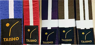 COLOURED BELTS With WHITE STRIPE Judo Karate Kickboxing MMA Taekwondo • £6.50