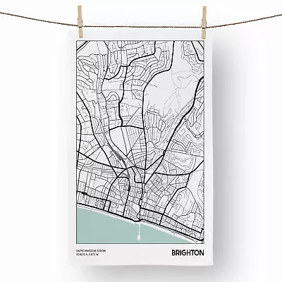 £16.95 • Buy Map Brighton UK Cotton Tea Towel Decorative Kitchen Dish Cloth