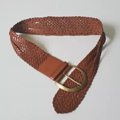 Motif 56 Belt Medium Brown Braided Leather Wide • $27.50
