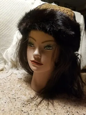Fur Beret Hat Cap  Vintage Almost Antique... Maybe Mink • $55