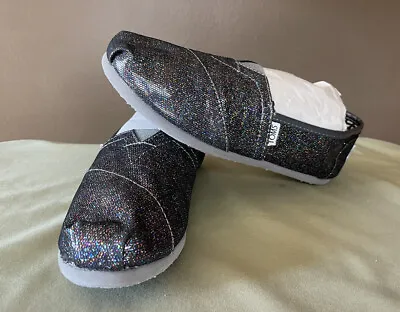 Toms Women’s Multi Color Purple Glitter Shoes Flats Slip On Loafers NEW Size 6.5 • $34.97