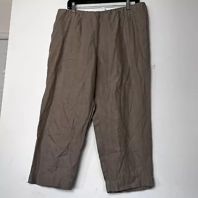 J.Jill Pure Jill Pants Women Medium Tan Linen Pull On Linen Capri Semi Crop • $23.99