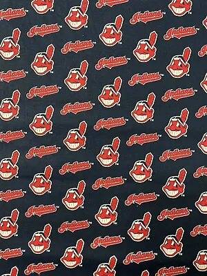 MLB VINTAGE CLEVELAND INDIANS Baseball 1/4 Yd (9”x57”) 100% Cotton Fabric Wash • $14.99