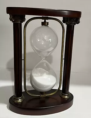 Vintage BOMBAY Classic Hourglass - 10.5” Sand Timer Dark Cherry Wood & Brass • $29.95