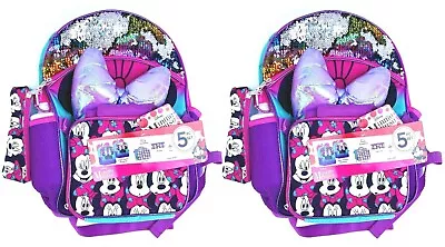 2 Pack Backpack Set With Water Bottle Lunch Bag Pencil Case Carabiner Mini Mouse • $29.99