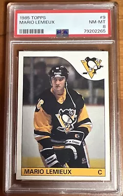 1985 Topps Mario Lemieux ROOKIE RC #9 PSA 8 NM-MT • $107.50