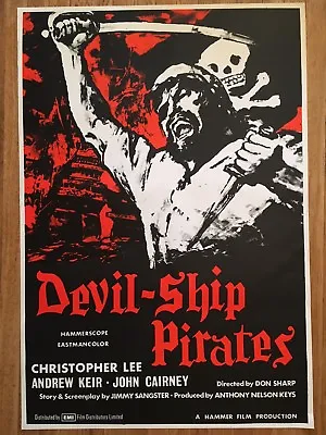 £11.50 • Buy Devil-Ship Pirates 1964  British Hammer Horror Film Poster Christopher Lee