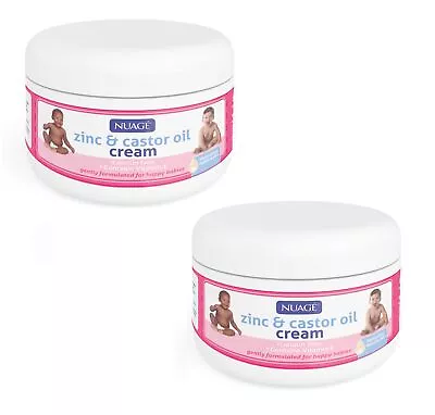 2 Tubs Nappy Rash Cream Zinc & Castor Oil Cream Lanolin Free Vitamin E 200ml • £6.49