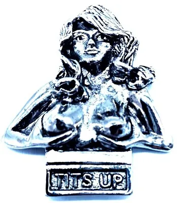 $9.75 • Buy Tits Up Silver-Plated Boobs Motorcycle Biker Risque Collectable Vintage Pin