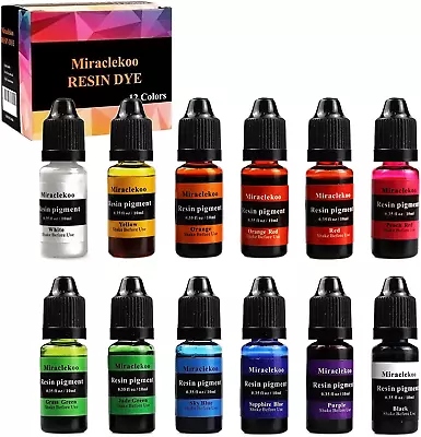 12 Colors Epoxy Resin Color Dye Colorant Liquid Epoxy Resin Pigment10Ml EachTr • $15.96