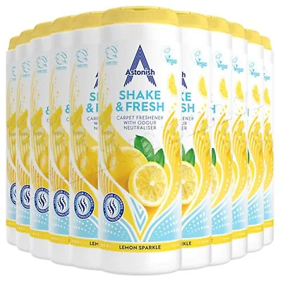 ASTONISH SHAKE & FRESH CARPET POWDER LEMON SPARKLE 400g ODOUR NEUTRALISER X 12 • £17.99