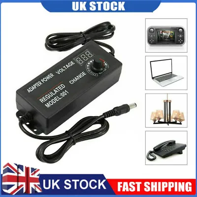 Adjustable AC/DC 3V-24V Electric Power Supply Adapter Charger Variable Voltage • £12.09