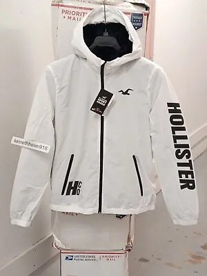 Hollister Faux Fur Lined Sport Hoodie Jacket White Mens Size Medium • $259.99