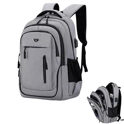 $12.72 • Buy Large Travel Laptop Backpack Usb Charge Port 15.6 17.3 Men's Backpack School
