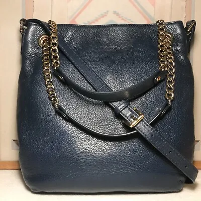 ”Michael Kors” Shoulder Purse In Midnight Blue Fine Soft Glove Leather. • $51