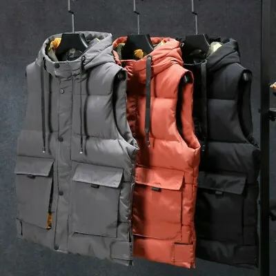 Men Waistcoat Quilted Padded Puffer Gilet Coat Hooded Jacket Winter Safari • £44.81