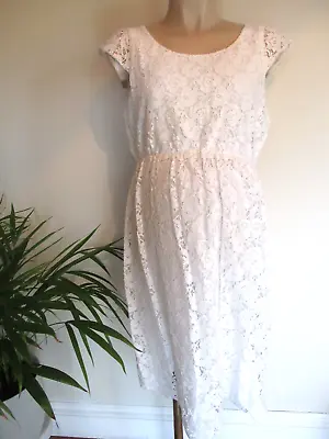 Seraphine Maternity White Lace Summer Dress Size 12 • £21.25