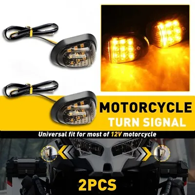 2X Smoke Flush Mount Motorcycle LED Turn Signals Light Blinker Amber Indicator • $11.99