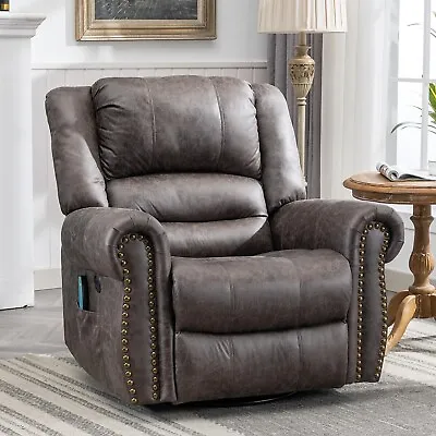 Massage Swivel Rocker Recliner 360°Swivel Lounge Recliners W/Heat And Vibration • $399.99