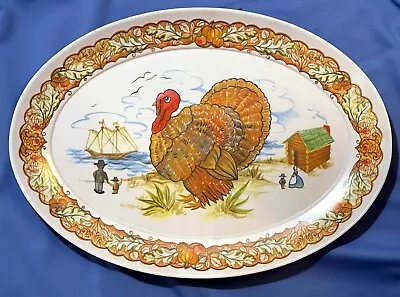 VINTAGE BROOKPARK MELMINE MELMAC 21  X 15” Thanksgiving Turkey Platter No.1521 • $11.96