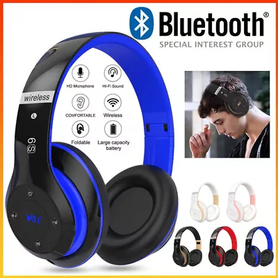 Wireless Bluetooth 5.1 Headphones Noise Cancelling Over-Ear Stereo Earphones • £8.99