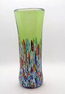 New Murano Millefiori Colorful Green Vase Italian Art Glass San Marco • $89.99