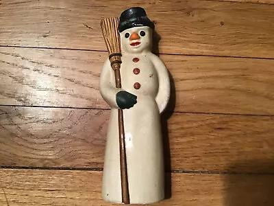 $120 • Buy Vaillancourt Chalkware Folk Art Artist Snowman.#3558 Dated 1998-Vintage Retired