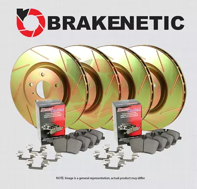 F&R BRAKENETIC Sport Slotted Brake Disc Rotors + Quiet Pads BSK94312 • $565