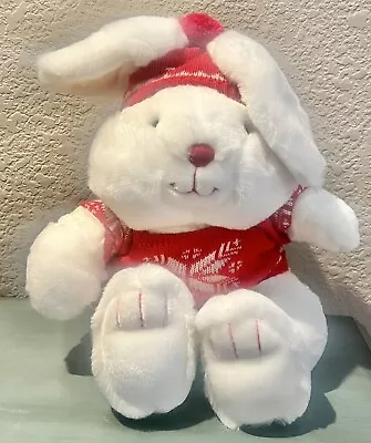 1987 Mervyns Exclusive Christmas Holiday White Bunny Rabbit Plush 16  With Tag • $39.99