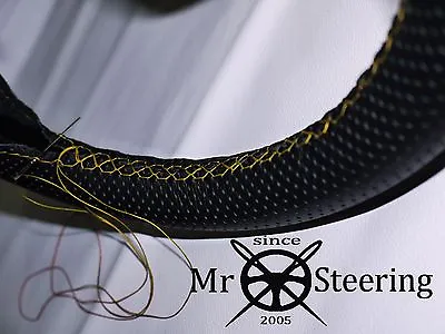 For Mg Mgb 62-76 Perforated Leather Steering Wheel Cover Yellow Double Stitching • $43.16