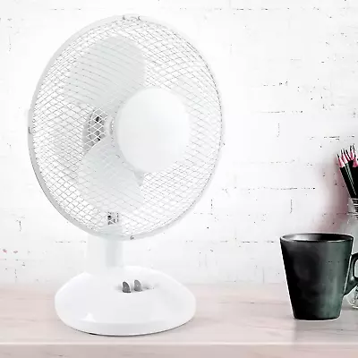 Fine Elements COL1250 9 Inch Desk Fan With 2 Speed Control - White • £14.39