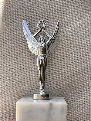 Vtg Silver Goddess Of Victory Trophy Italian Carrera Marble Base • $25