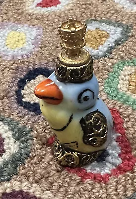 German Figural Porcelain Perfume Bottle Miniature Crown Top Duck Bird Puffin Euc • $124.95